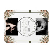 Elegante Olijfgroen & Witte Bloemen Hoek Trouwen Magneet (Horizontaal)