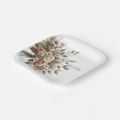 Elegante Olijfgroen & Witte Bloemen Hoek Trouwen Papieren Bordje (Gebogen)