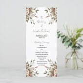 Elegante Olijfgroen & Witte Bloemen Hoek Trouwen Programmakaart (Staand voorkant)