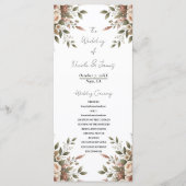 Elegante Olijfgroen & Witte Bloemen Hoek Trouwen Programmakaart (Voorkant)