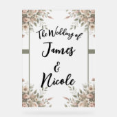 Elegante Olijfgroen & Witte Bloemen Trouwbord Acryl Bord (Voorkant)