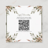 Elegante Olijfgroen & Witte Bloemen Trouwdetails Vierkante Visitekaartje (Achterkant)