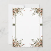 Elegante Olijfgroen & Witte Bloemhoek RSVP Kaart (Achterkant)