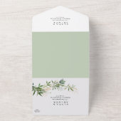 Elegante olijfgroene afdichting en verzend all in one uitnodiging (Buitenkant)