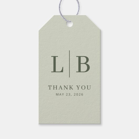 Elegante olijfgroene bedankkaart cadeaulabel (Voorkant)