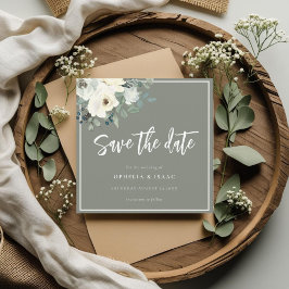 Elegante Olijfgroene Bloemen  Save The Date