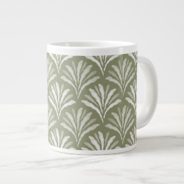 Elegante olijfgroene bloemenschaal-kunst grote koffiekop