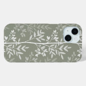 Elegante olijfgroene bloemensilhouet Case-Mate iPhone case (Achterkant (horizontaal))