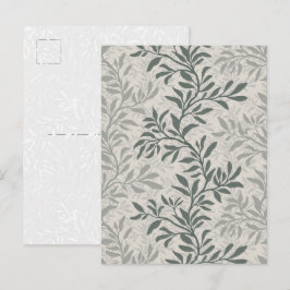 Elegante Olijfgroene Botanische Blad Wingerd Kunst Briefkaart
