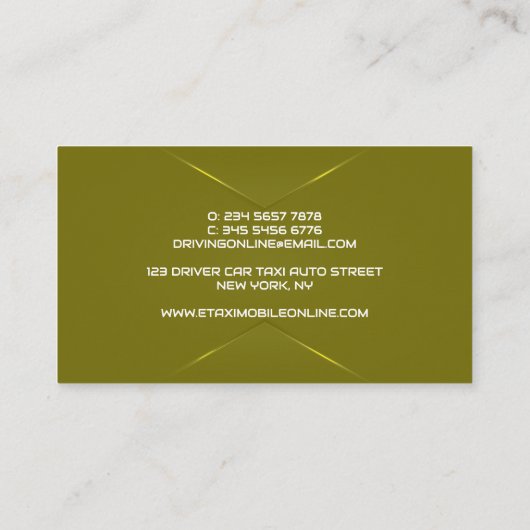 Elegante Olijfgroene Chauffeur Driver Visitekaartje (Achterkant)