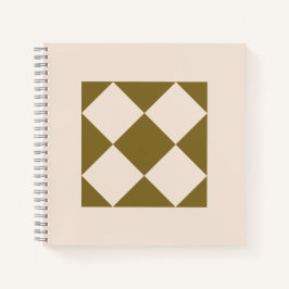 Elegante olijfgroene en crème geometrische notitie notitieboek