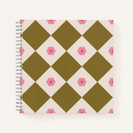 Elegante olijfgroene en crèmekleurige geometrische notitieboek