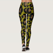 Elegante olijfgroene en zwarte luipaardprint leggings (Achterkant)