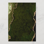 Elegante Olijfgroene Gouden Agate Huwelijksmenu Menu (Achterkant)