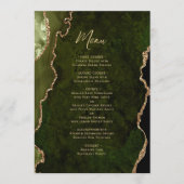 Elegante Olijfgroene Gouden Agate Huwelijksmenu Menu (Voorkant)