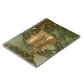 Elegante Olijfgroene Gouden Marmer Monogram Notitieboek (Linkerzijde)