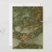 Elegante Olijfgroene Gouden Marmeren Bruiloft Kaart (Achterkant)