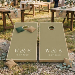 Elegante olijfgroene initiële trouw Cornhole Set