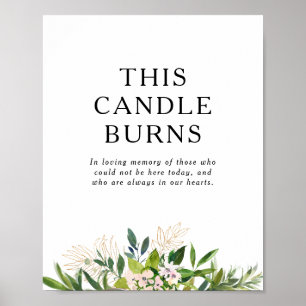Elegante Olijfgroene Kaars Branden Bruiloft Poster