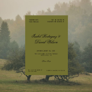 Elegante Olijfgroene Klassieke Bruiloft Kaart