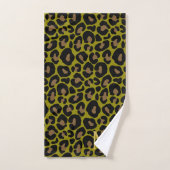 Elegante Olijfgroene Luipaard Monogram Bad Handdoek (Handdoek)