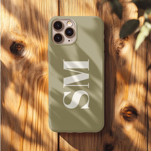 Elegante Olijfgroene Monogram initiaal iPhone Hoesje