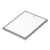 Elegante olijfgroene monogram twee rand notitieblok (Linkerzijde)