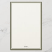 Elegante olijfgroene monogram tweedelige rand briefpapier (Achterkant)