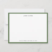 Elegante olijfgroene rand plat bedankkaart (Voorkant)