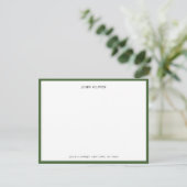 Elegante olijfgroene rand plat bedankkaart (Staand voorkant)
