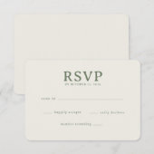 Elegante Olijfgroene RSVP Kaart (Voorkant / Achterkant)