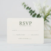 Elegante Olijfgroene RSVP Kaart (Staand voorkant)