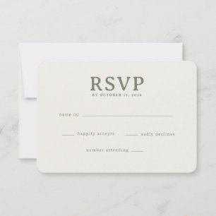 Elegante Olijfgroene RSVP Kaart