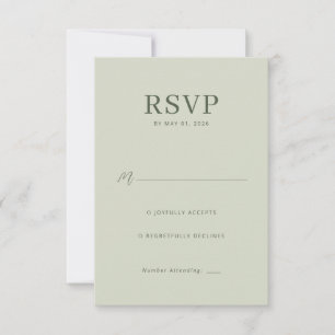 Elegante Olijfgroene RSVP Kaart