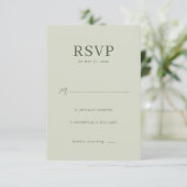 Elegante Olijfgroene RSVP Kaart (Staand voorkant)