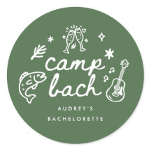 Elegante olijfgroene script camp bachelorette