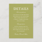 Elegante Olijfgroene Script Trouwinformatie Informatiekaartje (Voorkant)