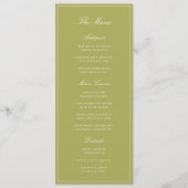 Elegante Olijfgroene Scriptie Bruiloft Menu (Voorkant)