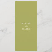 Elegante Olijfgroene Scriptie Bruiloft Menu (Achterkant)