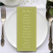 Elegante Olijfgroene Scriptie Bruiloft Menu