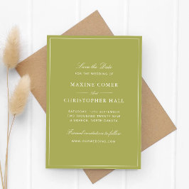 Elegante olijfgroene scriptie bruiloft save the date