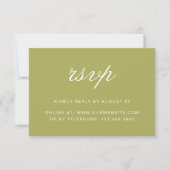 Elegante olijfgroene scriptuur bruiloft RSVP kaartje (Voorkant)