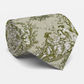 Elegante  olijfgroene toile de jouy bedrukt stropdas (Opgerold)