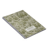 Elegante  olijfgroene toile de jouy klein notitieboek (Rechterzijde)