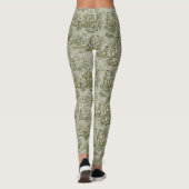 Elegante  olijfgroene toile de jouy leggings (Achterkant)