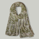 Elegante  olijfgroene toile de jouy sjaal<br><div class="desc">retro olijfgroen toile de jouy Scarf. Verbeter uw garderobe met de tijdloze elegantie van design van toile de jouy, geïnspireerd op de prachtige patronen van Franse hete roze scènes. Deze verfijnde Toile prints zijn een all time rage op dit moment, prachtige design die natuurlijke schoonheid en charme brengen. Deze modieuze...</div>