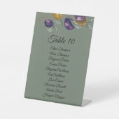 Elegante Olijfgroene Trouwtafel met Namen Reclamebord Met Voetstuk (Voorkant)