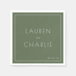 Elegante Olijfgroene Typografie Servet