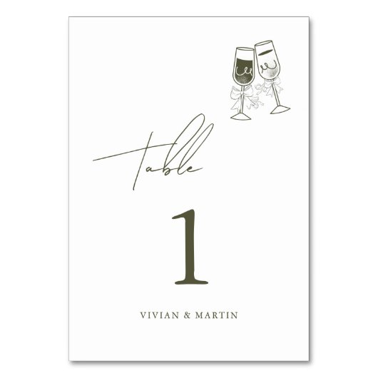 Elegante Olijfhout Groene bruiloft Kaart (Voorkant)