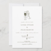 Elegante Olijfhout Groene bruiloft Kaart (Voorkant)